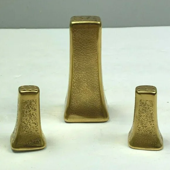 Vintage Pickard Salt Pepper Shakers Gold Tapered Set of 3
